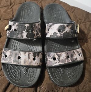Gray and Black Slide CROCS Sandals